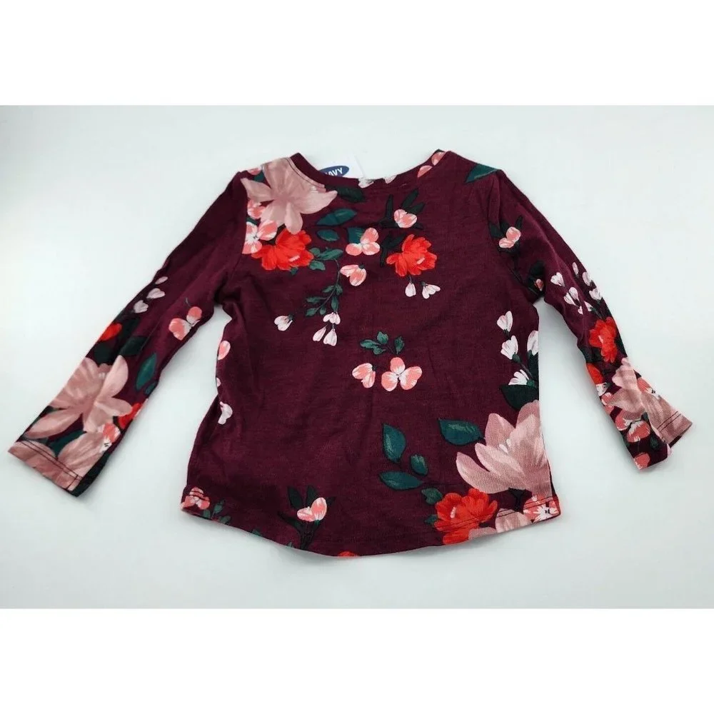 NWT Set of 3 Old Navy Baby Girls Long Sleeve Pink Cotton TShirts Size 18-24 Mos.